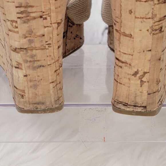 Toms Sienna Womens Cork Wedge Strappy Sandals Casual Tan Peep Toe Summer Shoe - Picture 9 of 12